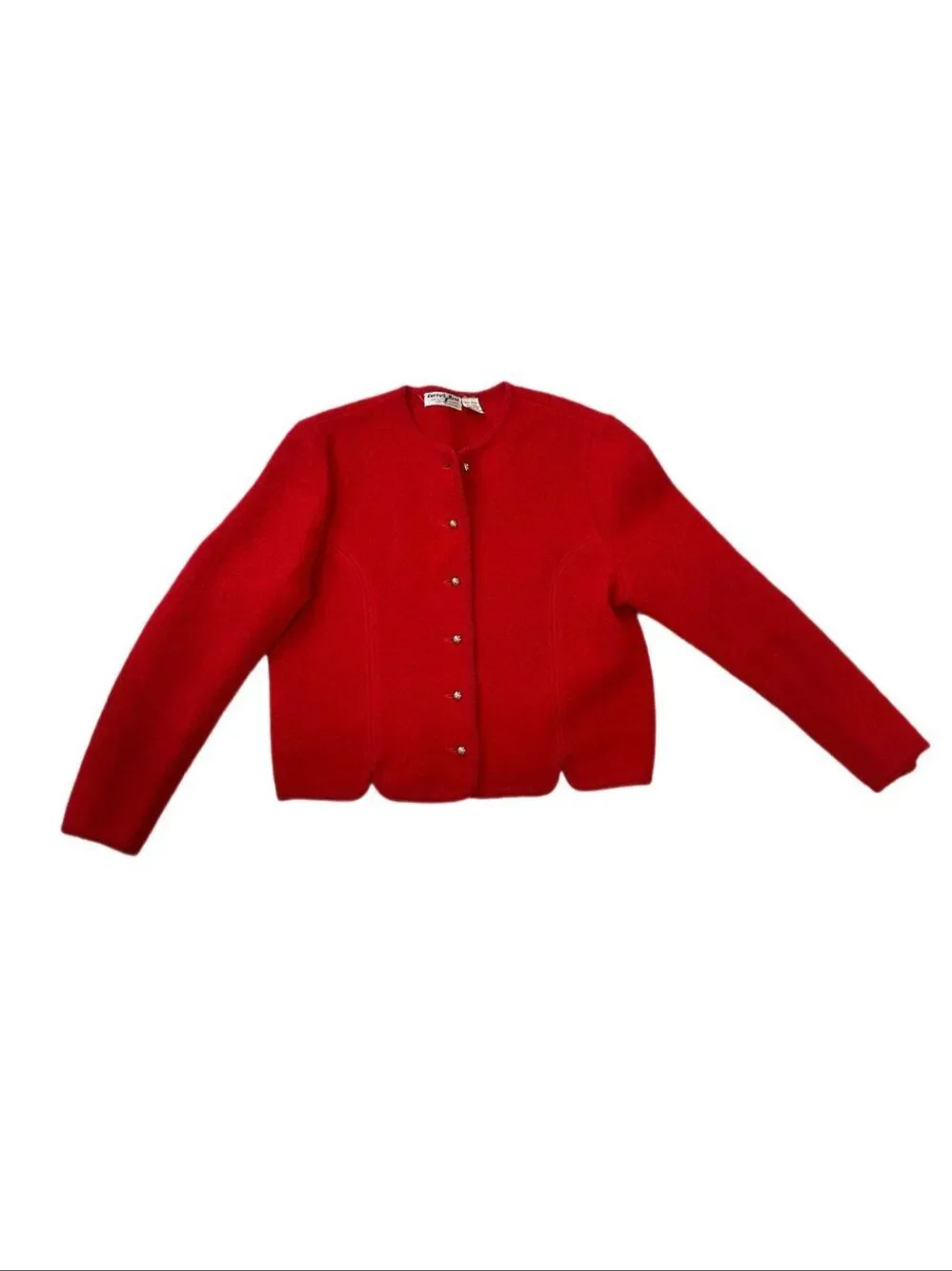 Carroll Reed Vintage Red Wool Cardigan Sweater Sz 14